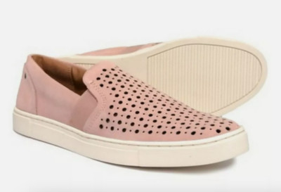 New Frye & Co Peggy Perf Shoes Sz 9 M Pink Suede Eyelet Slip-On Casual Loafers