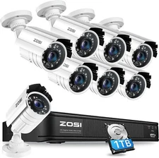 ZOSI H.265 5MP-Lite 8ch DVR Outdoor CCTV Home Security Camera System 1TB HDD