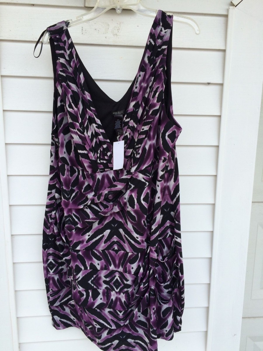bisou bisou purple dress PURPLE/BLACK~BISOU BISOU~PLUS~SEXY~24 W~WOMENS PLUS~24W~DRESS~STRETCH~NEW