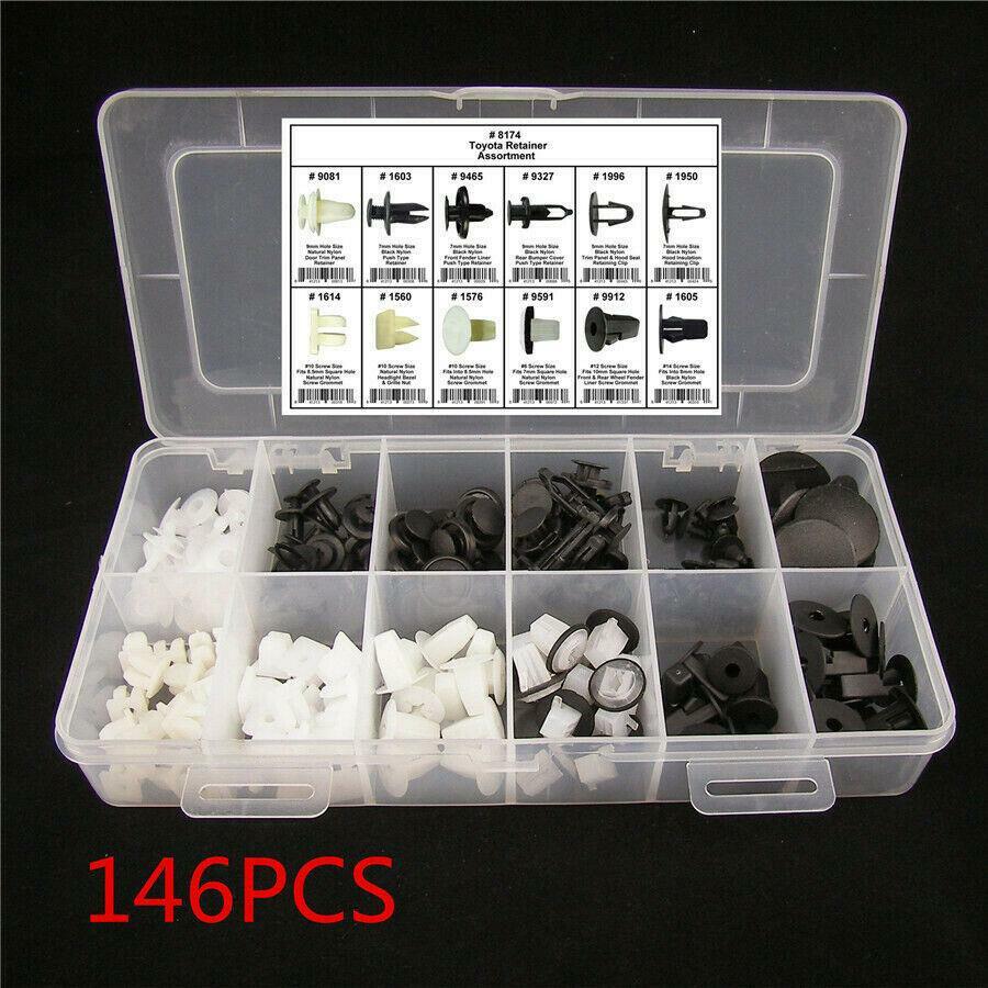146x Nylon Fasteners Clips  Plastic Box Kit Car Exterior Trim Screw Grommet