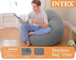 INTEX Inflatable Lounge Beanless Lounger Bag Chair - Grey (Open Box) (4 Pack) - Click1Get2 Half Price