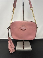 Tory Burch McGraw Camera Purse Crossbody Pink Pebble Leather