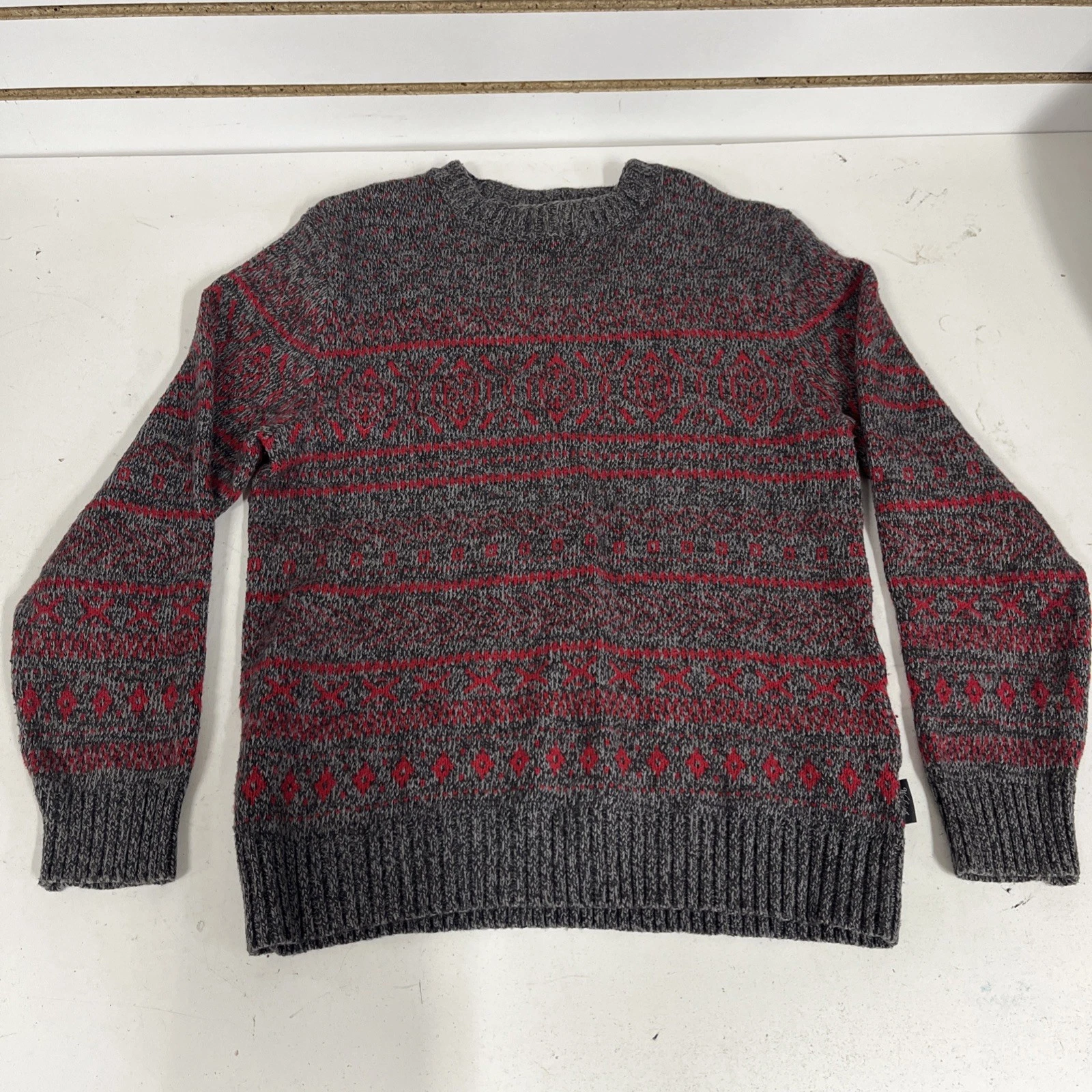 Woolrich Men S Pullover Sweater Wool Long Sleeve Knit Ski Crewneck Gray Outdoor