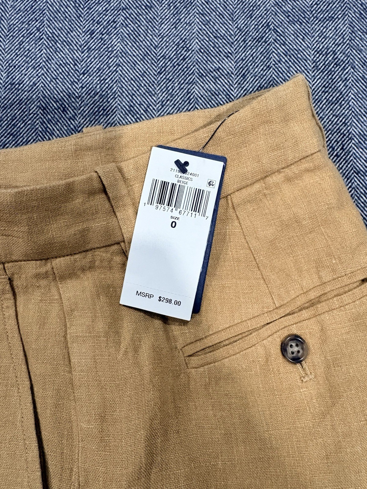 Polo Ralph Lauren Linen Straight Pants Beige Women Relaxed Fit Button Zip image 8