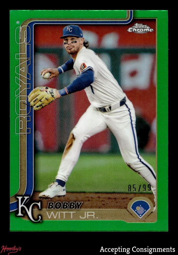2025 Topps Chrome Green Refractors #93 Bobby Witt Jr. 85/99 ROYALS