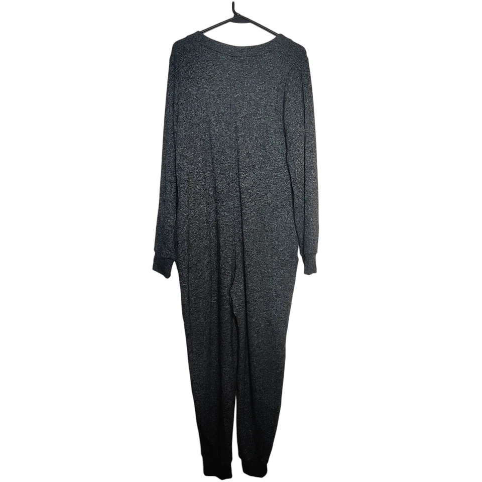 Gap женщин длинным рукавом V шеи цельный комбинезон истинный черный средний уютный пижамы - Изображение 2 из 4