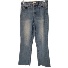 Jeans Nicole Miller New York Blue 8 Womens High Rise Raw Hem Straight Streetwear