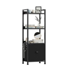 4/5-Tier Slim Bookshelf with Fabric Drawer