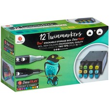 Decotime 12 Twinmarkers With Storage Tray Professional Quality Two Tip Markers