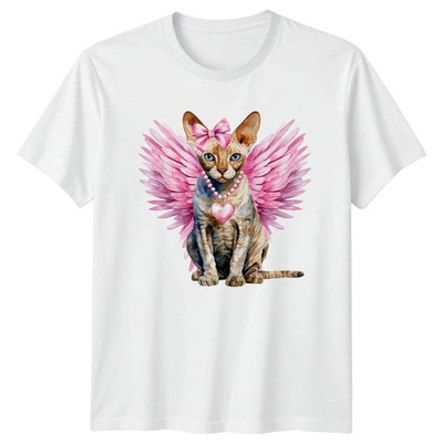 Katze Engel Katze Kätzchen mit Damen T-Shirt Aquarell Haustierliebhaber Valentinstag