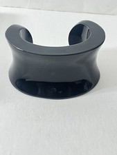 Glossy Black Acrylic Or Resin Sculptural Wide Cuff Bracelet Bangle 5  