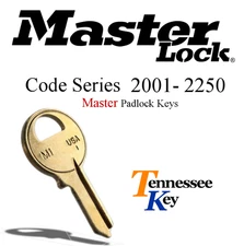 Master Padlock Replacement Key by code / Master Lock Keys / Codes 2001 - 2250