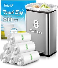 8 Gallon 200 Counts Unscented Medium Trash Bags,Fit 7,8,9,10 Gal Garbage Bags by