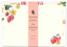 Strawberry Watercolor Letter Set Made in Japan Chikako Mitsui Active Co. Ltd