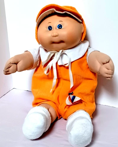 Cabbage Patch Kids Blue Eyed Baby Boy In Yellow Sailboat Outfit Vintage 1984