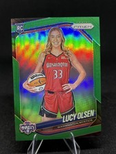 Lucy Olsen 2025 Panini Prizm WNBA Green Prizm Rookie Card #145 RC SP Mystics