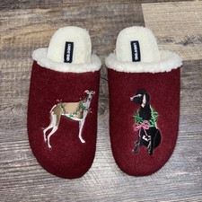 Lands  End Women's Sherpa Lined Slippers Size 8 NWOT 79 Multi Dogs Cozy Cabin