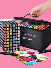 Professional 80 Color Marker Set   Dual Tips brush  Chisel Alcohol-Based Art...