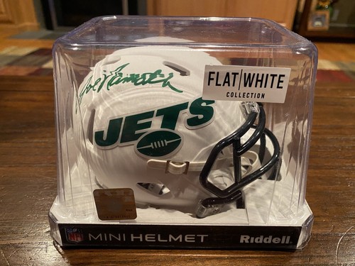 Joe Namath Autographed New York Jets Flat White Mini Helmet Witness Beckett #3 - Picture 11 of 11