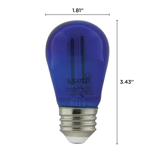 4 Pack Satco S8023 LED Filament Bulb 120V 1W 11W S14 Medium E26 Transparent Blue - Picture 2 of 7