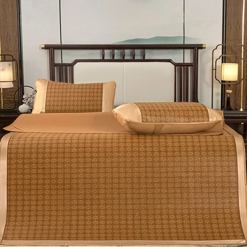 Summer Sleeping Rattan Bed Mat Foldable Nature Bamboo Cool Bed Mat +Pillowcase - Picture 9 of 29