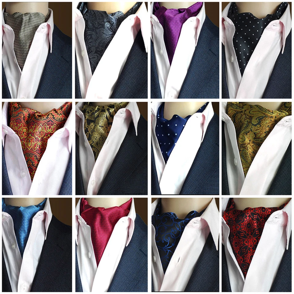 Herren Paisley Houndstooth Cravat breiten Krawatten Tupfen Flower Ascot Schal