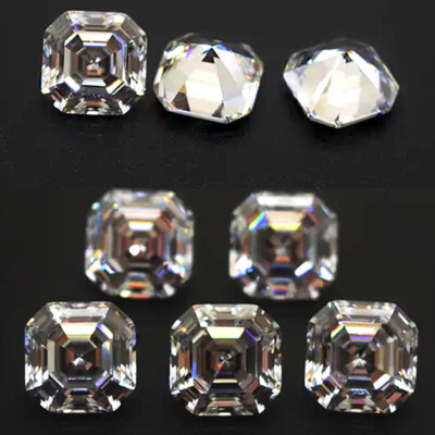 #ad 4mm 12 mm Asscher Cut Loose Stone CZ Brilliant Cut AAAAA Cubic Zirconia Gemstone $27.51