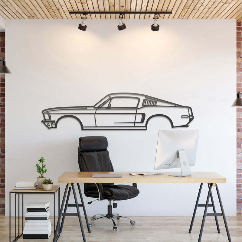 Wall Art Home Decor 3D Acrylic Metal Car Auto Poster USA Silhouette1968 Fastback