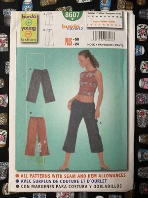 Burda 8607 Juniors - Pants- Sewing Pattern Sizes 8-24 - Uncut-Brand New