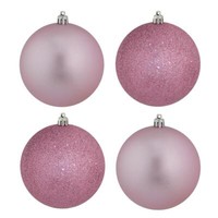 Weihnachten Rosa 4Er Pack 100Mm Kugeln Glitzer / Einfach Dekorationen