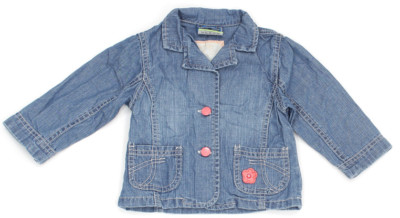 TOPOLINO Jeans-Jacke Blazer Kragen-Jacke mit pinken Details Mädchen - Gr. 80