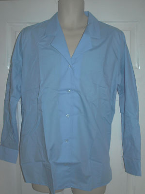 Damen Smart Hellblau Langarm Bluse Arbeit Büro Sozial Freizeit Gr. 16 Neu