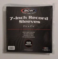 BCW 7-inch Record Sleeves Paper Square Corners Center Cut Hole Black 50 Piece