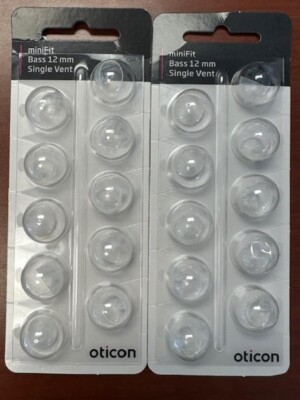 Oticon, Phillips, Sonic Innovations miniFit Bass 12mm Single Vent Domes, 2 packs