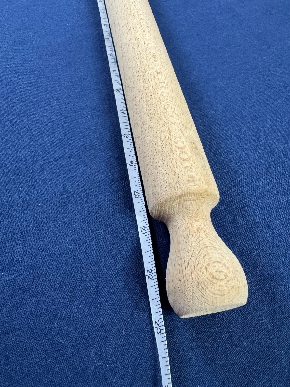 Solid Wood Rolling Pin 23"Length w/Non-Moving Handles Vintage