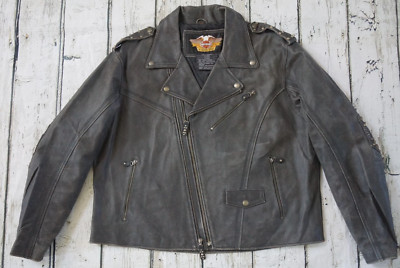 Harley Davidson Men's Billings Eagle Distressed Brown Riding Leather Jacket 3XL