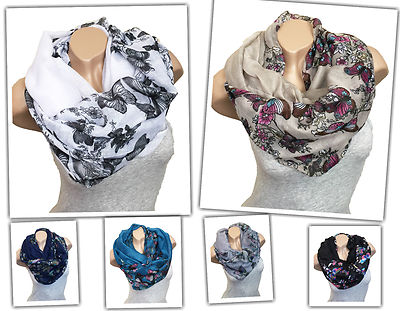 NEW SCHMETTERLING LOOP BUTTERFLY DESIGN SCHAL SCHLAUCH RUNDSCHAL MIT AUSWAHL