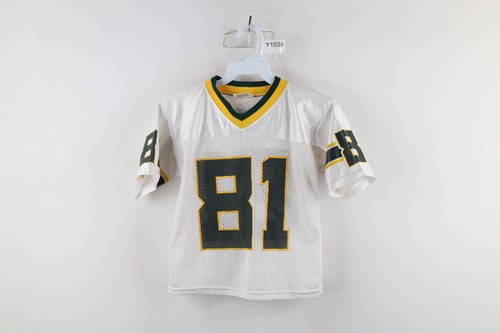 Vtg 90s Childs Size Large Spell Out Green Bay Packers Football Jersey White USA