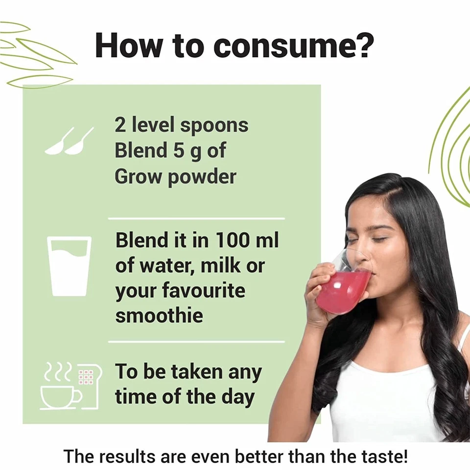 Cureveda GROW Plant Based Biotin 10000mcg powder (30 servings) - Image 2 of 4