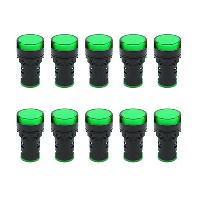 LED Indicator Light AC/DC 12V 20mA Flush Panel Mount Green 10 Pcs