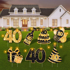 40Th Birthday Decorations for Men  Women - 7 Pcs Birthday Yard Signs with Stake