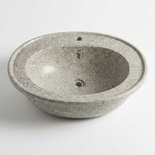 Natural Grey Granite Oval Semi Recessed Basin 550x460mm Solid Stone Bathroom