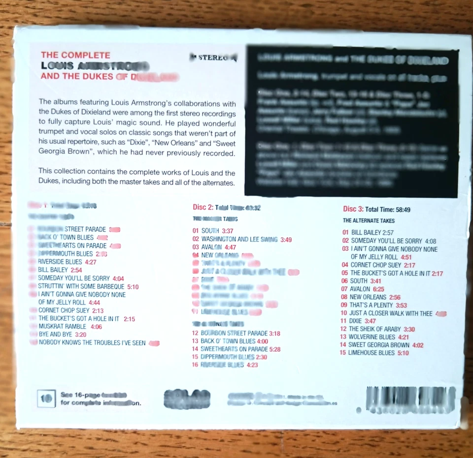 THE COMPLETE LOUIS ARMSTRONG AND THE DUKES OF DIXIELAND  3CD's - Bild 2 von 2