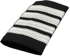 Pilot Epaulets - Black and Silver 4 stripe