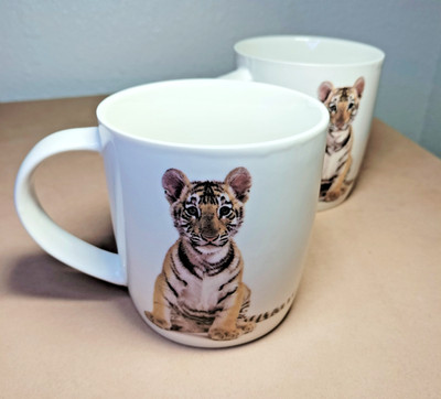 SIAKI Collection Tiger Cub Mug 350mL White New Bone Porcelain Set of 2