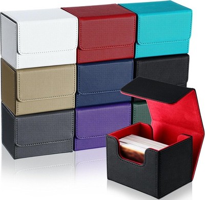 10 Pieces Leather Deck Game Card Box Magnetic Card Game Case 100 Plus Gaming