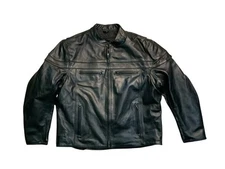 VANCE LEATHERS USA MENS LEATHER MOTORCYCLE JACKET  BLACK  SIZE XXXL