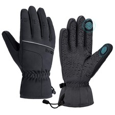 ihuan Winter Waterproof Skiing Gloves for Men  Women, Cold Small, Black