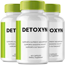 (3 pack) Detoxyn Capsules, Premium Detox and Cleanse Formula for Healthy Gut