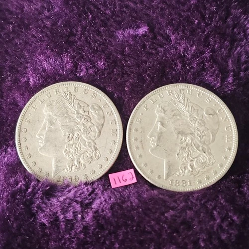 LOT of 2 🇺🇲🔥XF-AU 👀🔥1879-O & 1881-O Morgan Silver Dollars FAST SHIPPING 162